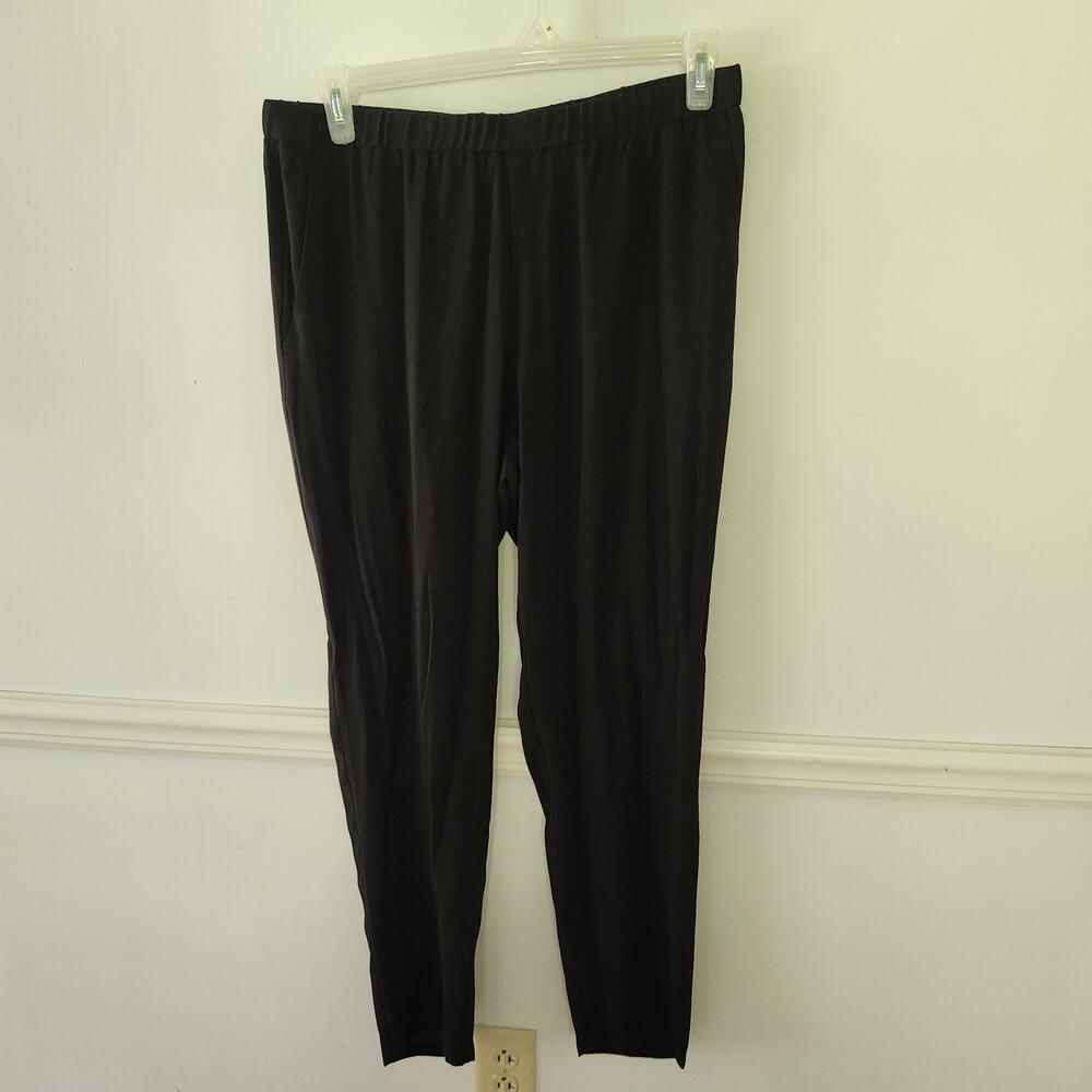 New Eileen Fisher Pants Size Medium Womens Silk Slouchy Black Ankle Pants Black